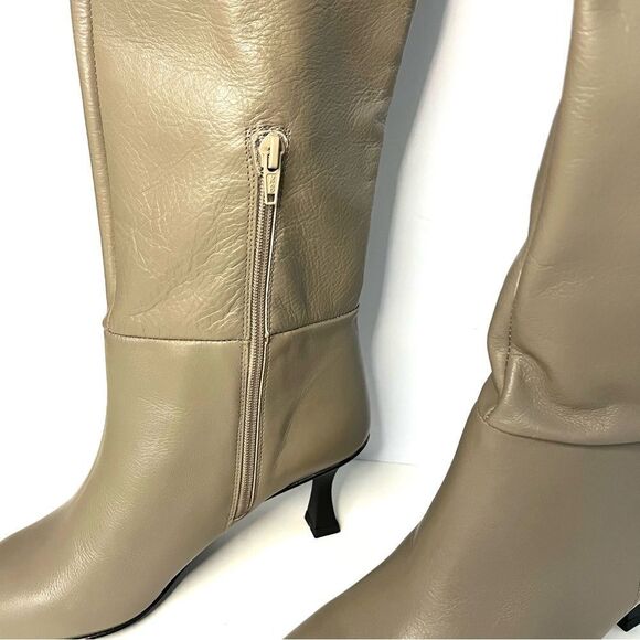 Free People Rocky Slouch Knee High Leather Boots Nickel Gray Taupe Size 7.5 NIB - Picture 8 of 13